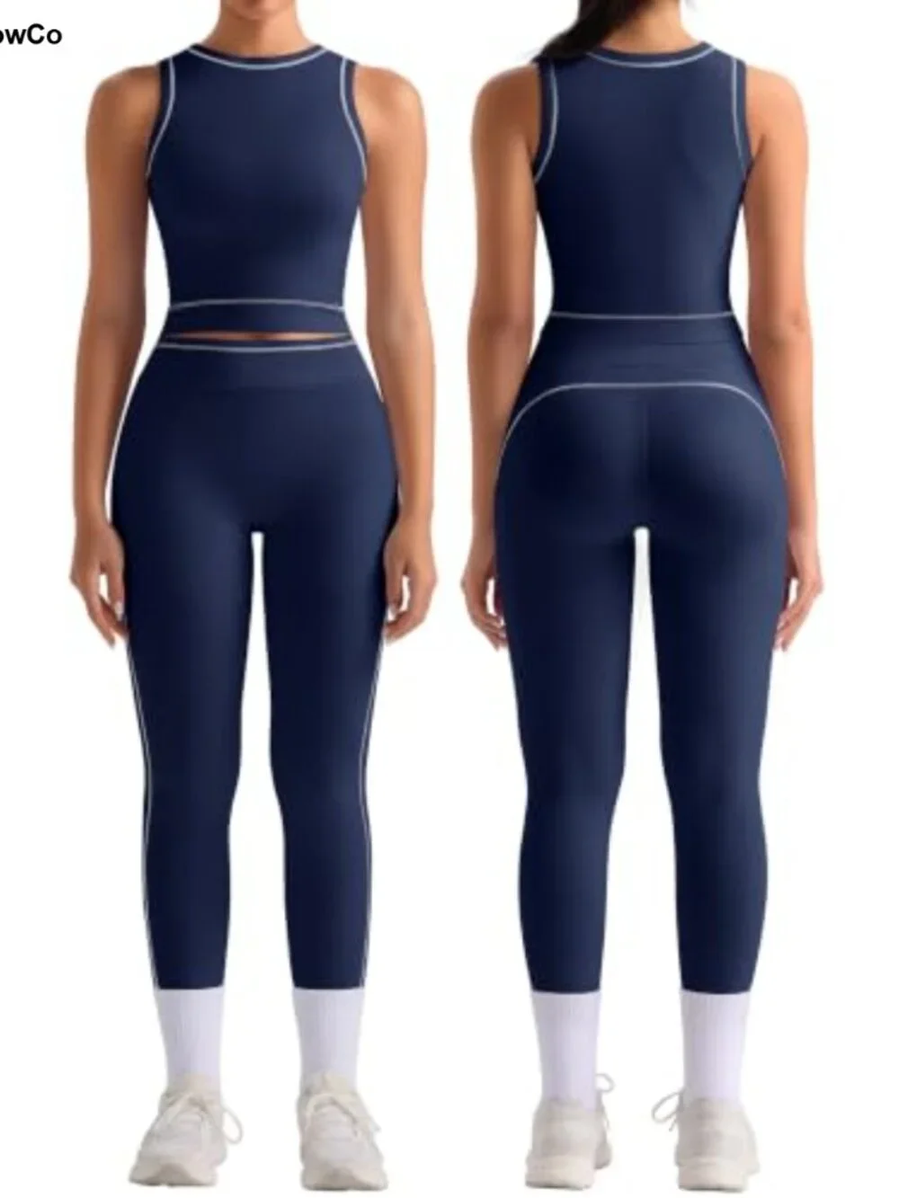 Seamless 2 Piece Workout Set Crop Tank & Leggings Matching Set